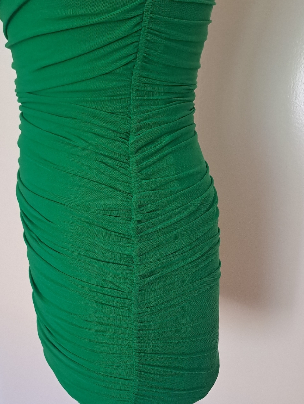 Green Ruched Halter Mini Dress - Picture 3 of 9